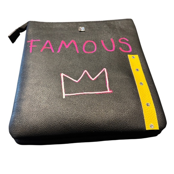 🩷 Hand-Painted Genuine Leather Abstract Crossbody Bag With Adjustable Strap - Picture 3 of 6